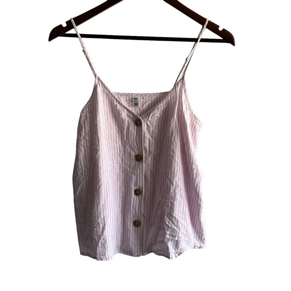 Nordstrom BP Pink & White Striped Button Front Tank Top
